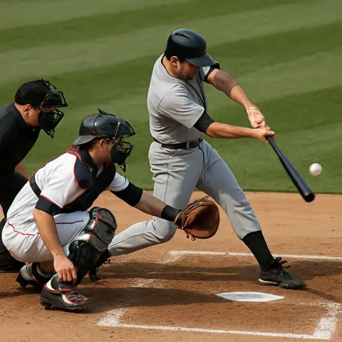 Baseball Player in a Gray Uniform Swings the Bat