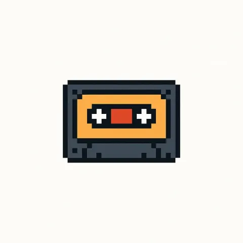 Simple 8-bit Pixel Logo Featuring a [retro Cassette Tape]