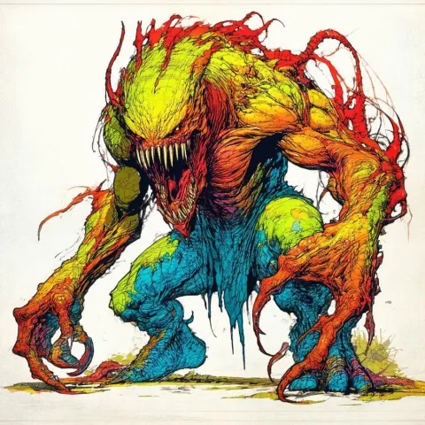 Playful Pale Monster in a Dynamic Pose