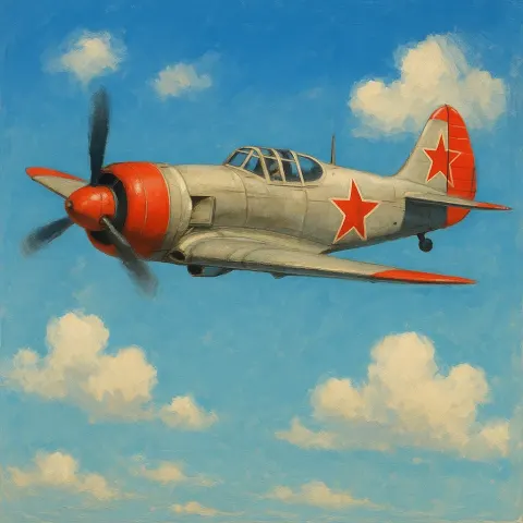 Vintage Fighter Plane with Red Accents