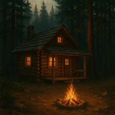 Cozy Wooden Cabin Nestled Among Towering Pines