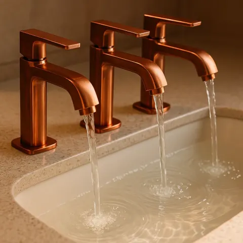 Trio of Sleek Copper Faucets