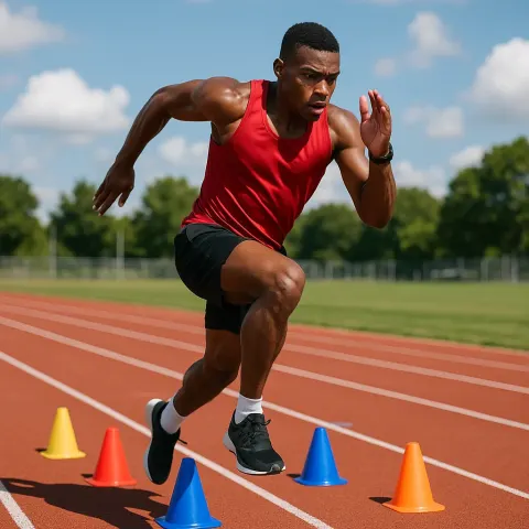 Individual Is Running at High Speed on a Track