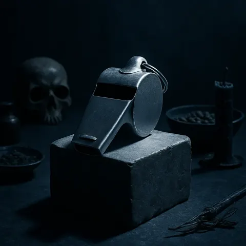Photorealistic Single Whistle in Profile on a Central Altar