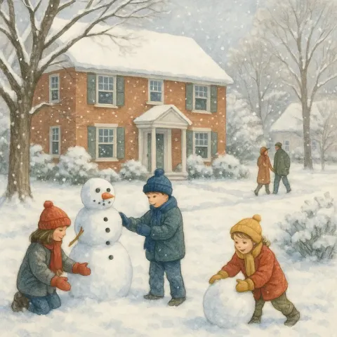 Children Are Building Snowmen