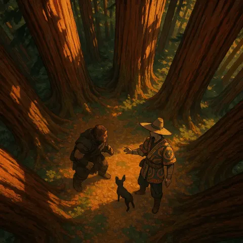 Deep Within an Ancient Redwood Grove Where the Towering Canopy