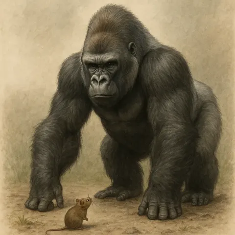 Towering Silverback Gorilla Standing Impressively