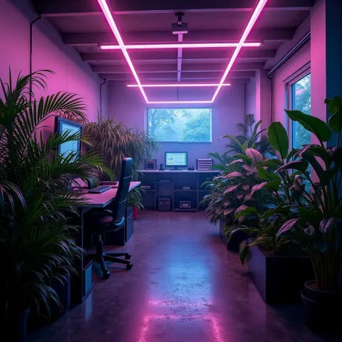 Neon Greenhouse Where Nature Meets Science