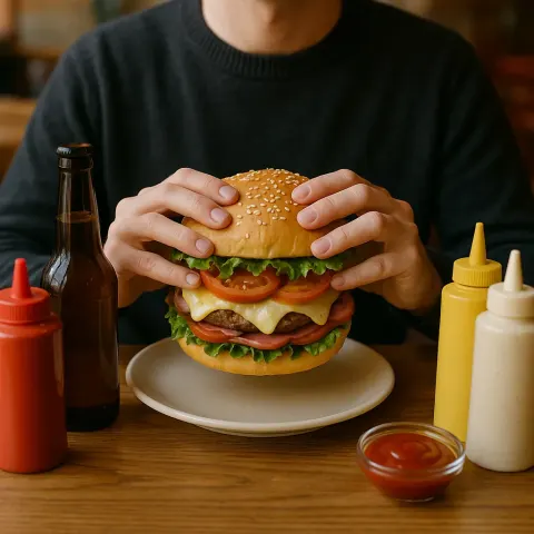 Person Wearing a Dark Sweater Is Sitting at a Restaurant
