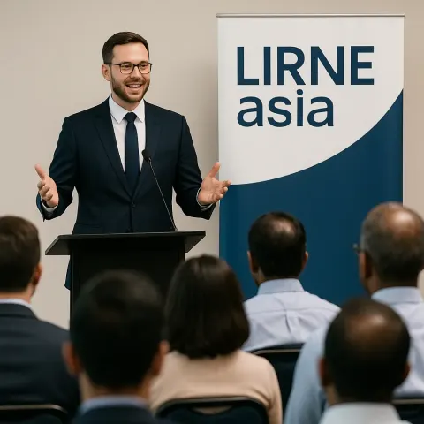 Person in Formal Attire Is Presenting at a Conference