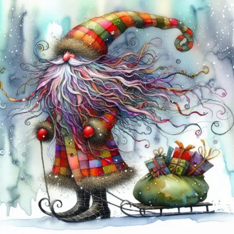 Whimsical Santa Claus in Watercolor