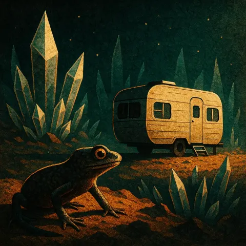 Common Newt and Mobile Home on a Crystalline Alien World