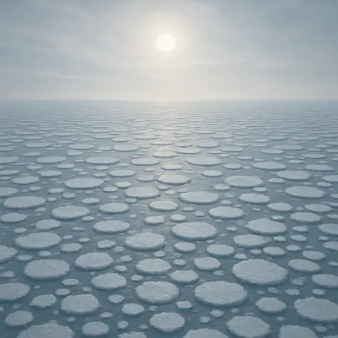Myriad Tiny Ice Floes Drift Silently Across a Vast