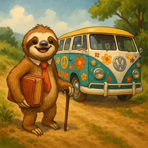 Happy Sloth Dressed in a Necktie