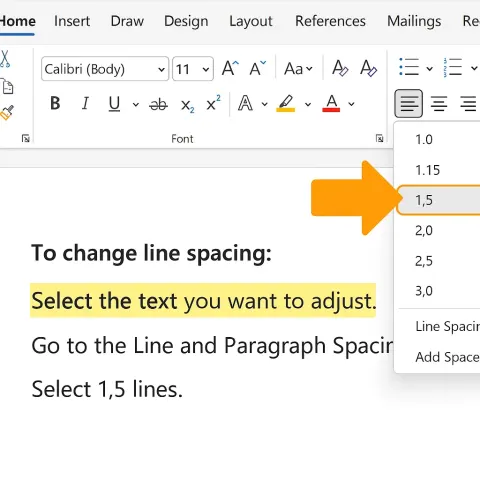 Microsoft Word Interface with Highlighted Text