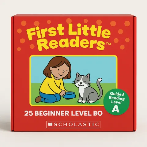 Red and Orange Box Labeled "First Little Readers" Contains 25