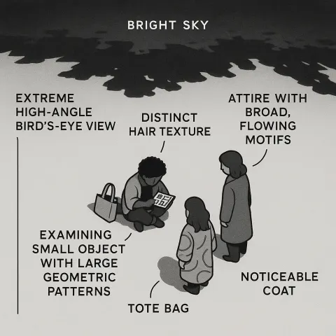 Three Small Figures Are Centrally