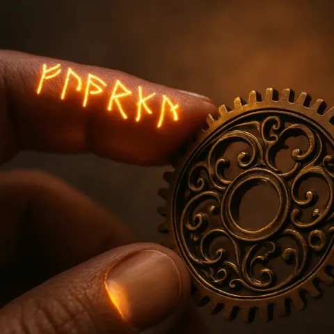 Glowing Indigenous Runes on Skin Gently Brush a Fingertip