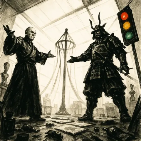 Bald Mentor in a Sweeping Skirt