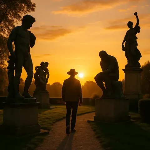 Amidst the Warm Glow of a Golden Sunset