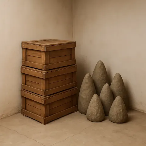 Rectangular Crates Were Stacked Neatly