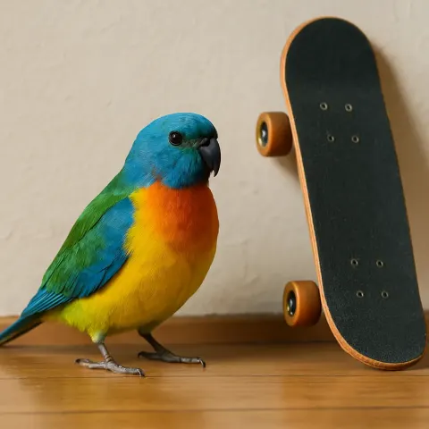 Picture of a Vibrant Bird Perched on a Wooden Surface