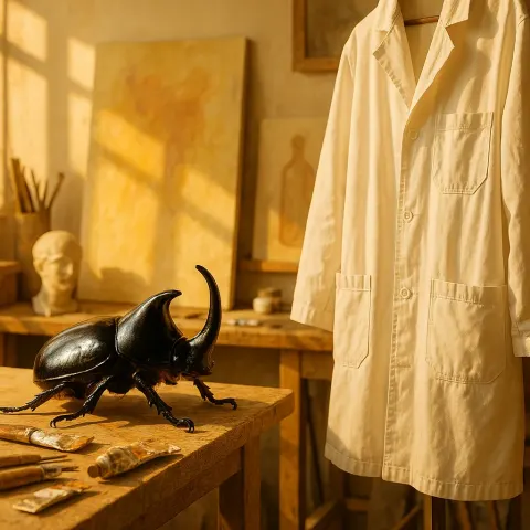 Fleeting Moment Unfolds Within an Artist's Studio