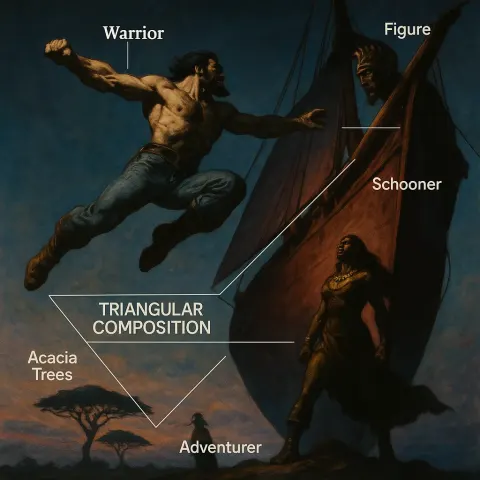Frazetta-esque Warrior in a Dynamic Mid-movement Leap