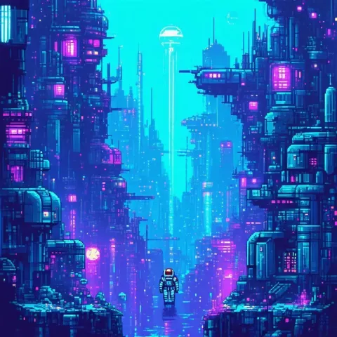 Pixel Astronaut in a Drowned Dystopia