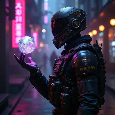 Soldier Cradling a Glowing Alien Orb