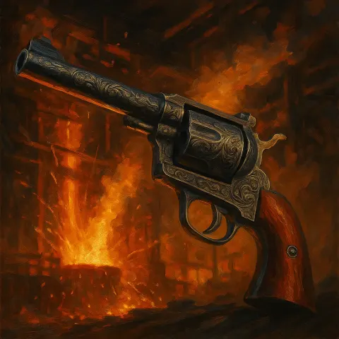 Against the Tumultuous Backdrop of a Steel Foundry's Fiery Glow