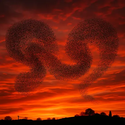 Vast Flock of Starlings Creates
