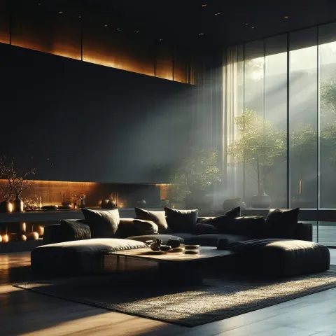 Moody Golden Interior of a Modern House