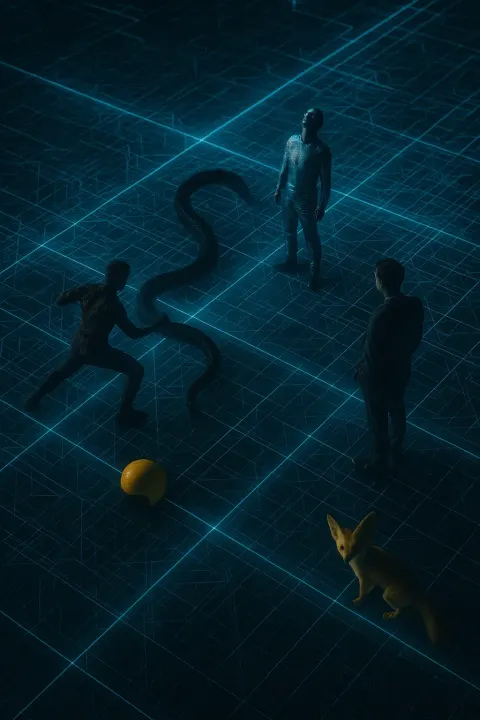 Glowing Neon Lines and Grids Creating a Digital Cyberspace