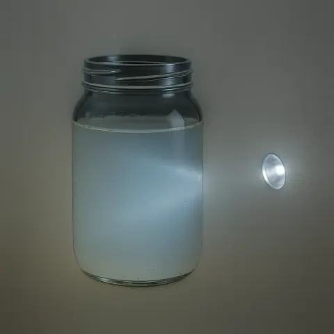 See-through Jar or Vessel Containing a Slightly Cloudy Liquid