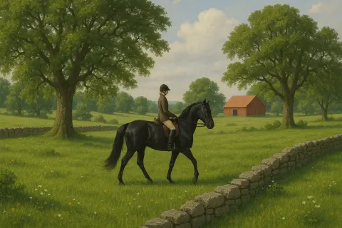 Horseback Rider Perched on a Polished Black Steed Rests