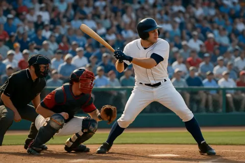 Baseball Player Is at Bat in a Game