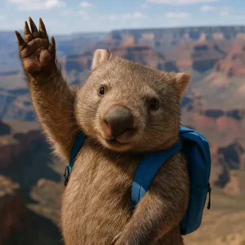 Detailed Image Showing a Wombat Raising One Arm