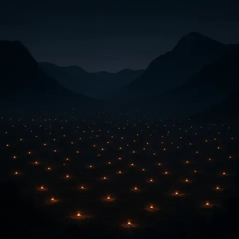 Countless Distant Campfires Twinkle Like Fallen Stars