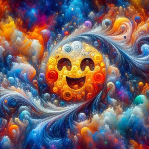 Fractal Smiley Emoji in Pastel