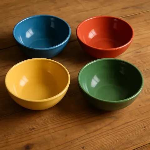 Four Ceramic Bowls of Varying Colors