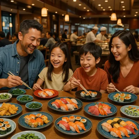 Lively Sushi Restaurant Featuring a Buffet