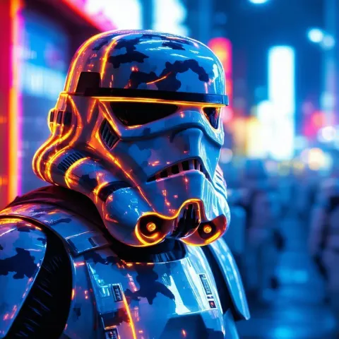 Camo Stormtrooper Helmet in Neon Glow