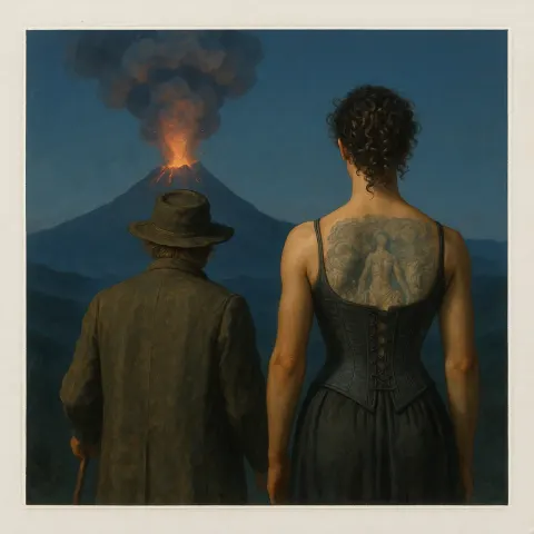 Two Figures Stand Shoulder to Shoulder