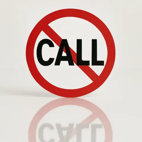 "No Call" Symbol with a Red Circle and Diagonal Slash