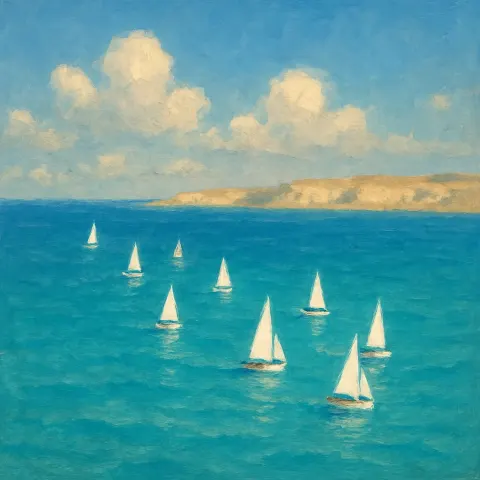 Small Flotilla of Sailboats