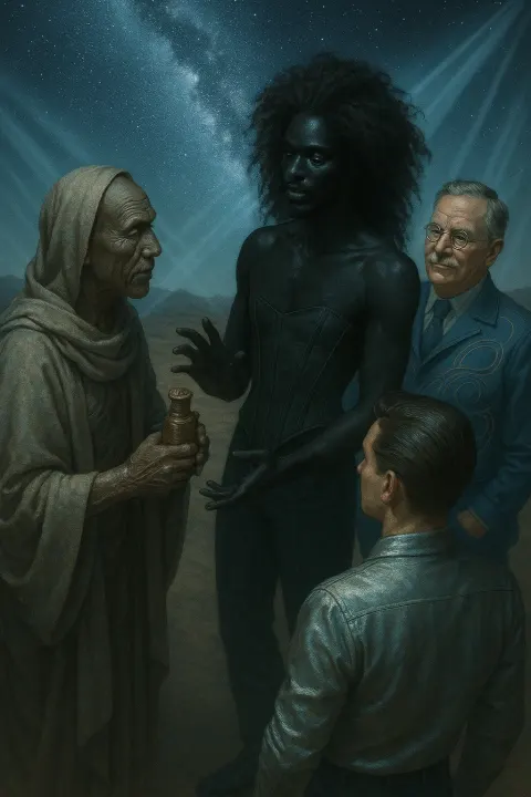 Four Figures Interact with an Implied Dynamism Reminiscent of Kinetic