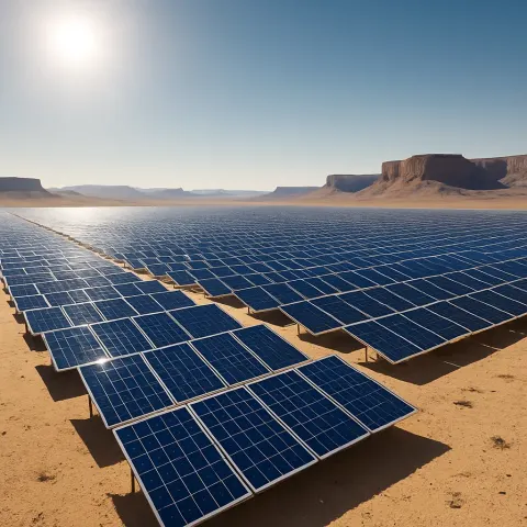 Vast Array of Solar Panels Glints