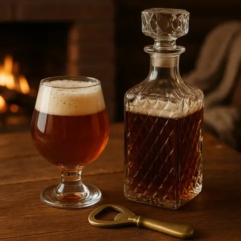 Oak Beer Is Offered with a Brass Opener