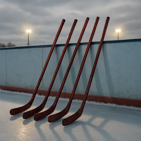 Five Scarlet Hockey Sticks